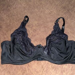 Body Embrace Black Satin Lace Unlined Bra